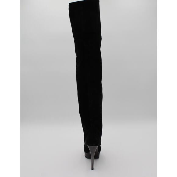 Giuseppe Zanotti Suede Over The Knee Boots 38 Womens Size 8 Black Designer - Picture 6 of 16